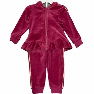 First impressions velour maroon track suit size 18